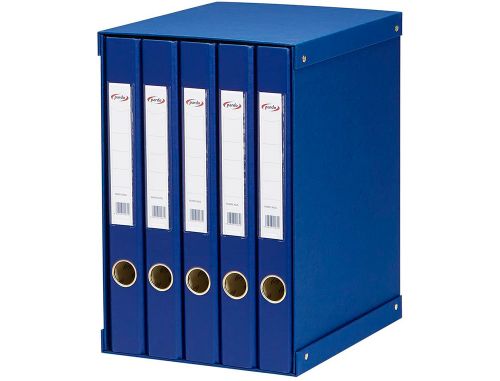Modulo de 5 pastas de arquivo pardo folio 2 aneis 25 mm azul 350x230x300 mm , Pardo , 63094 , 8428143102610